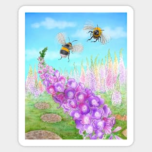 Honeybees and Foxgloves Sticker